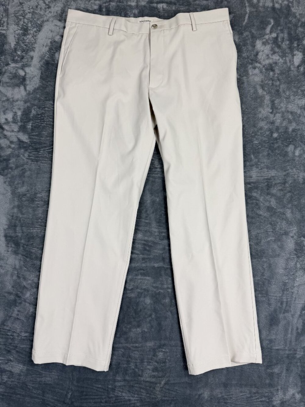 Dockers Mens Straight Fit Beige Polyester Dress Pants Size 38x30